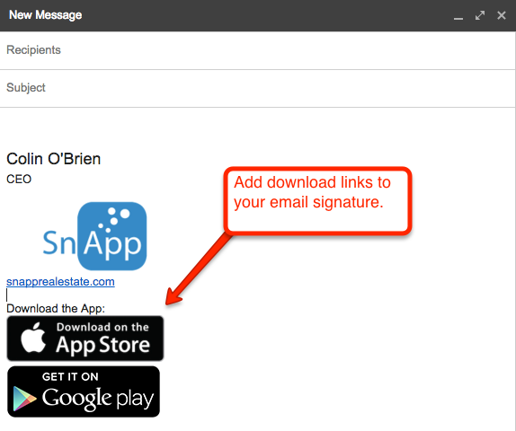 Add app download links to email signature